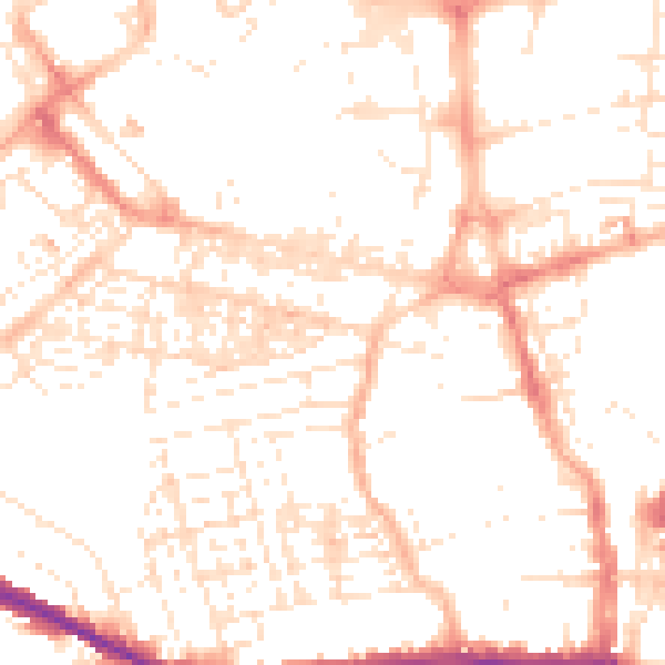 Daytime road noise heatmap for SN1 5QJ