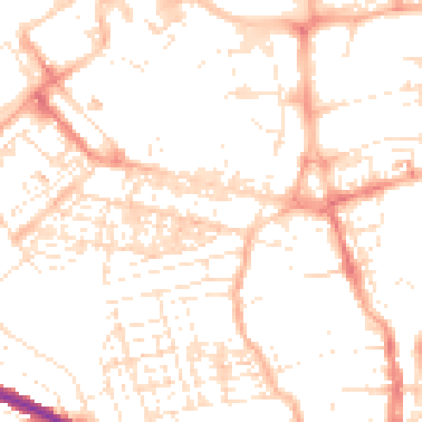 Daytime road noise heatmap for SN1 5QY