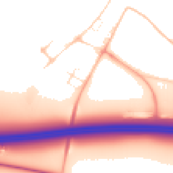 Daytime road noise heatmap for SN1 7DU