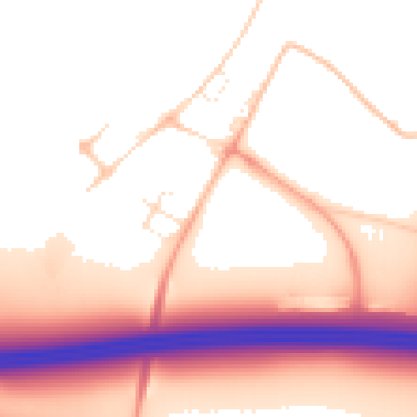 Daytime road noise heatmap for SN1 7DW