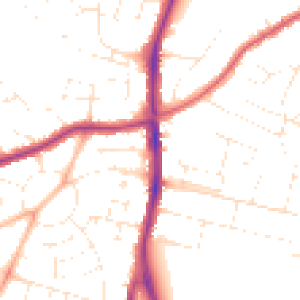 Daytime road noise heatmap for SN2 1AJ