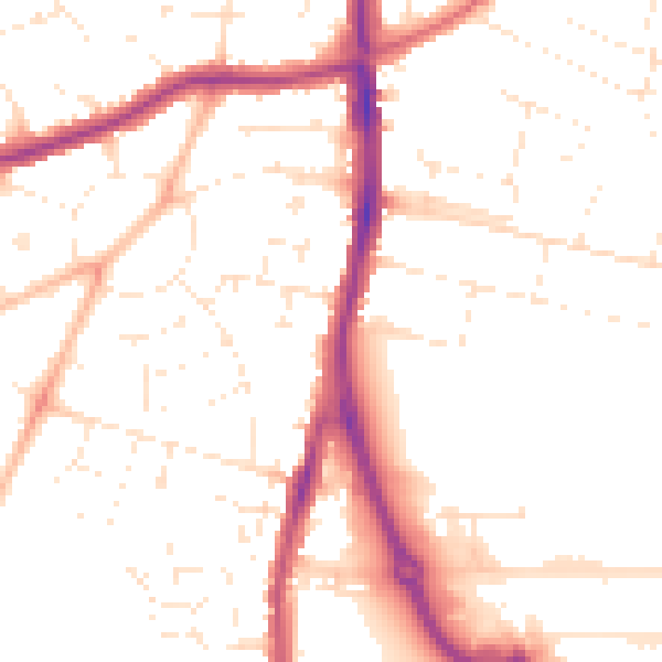 Daytime road noise heatmap for SN2 1AQ