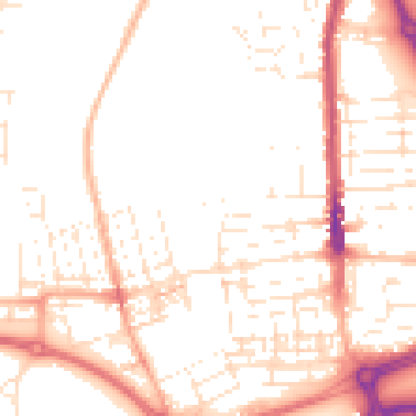 Daytime road noise heatmap for SN2 1AU