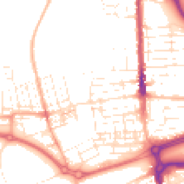 Daytime road noise heatmap for SN2 1AZ