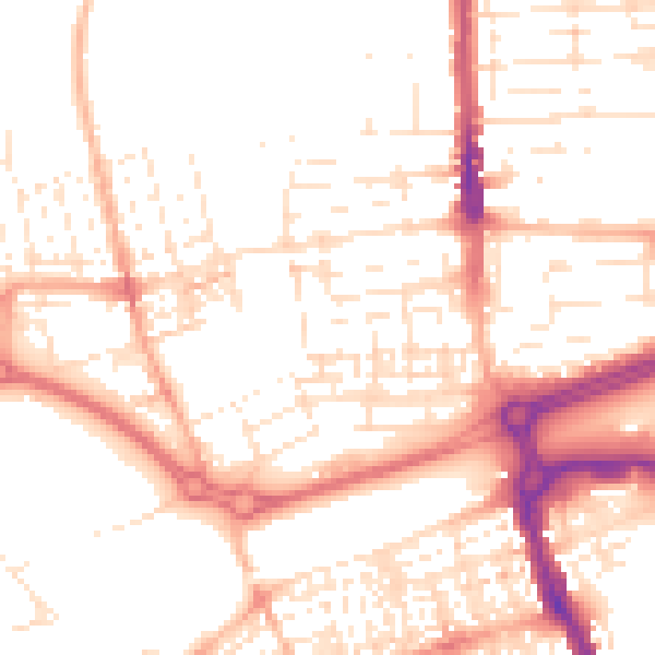 Daytime road noise heatmap for SN2 1BA