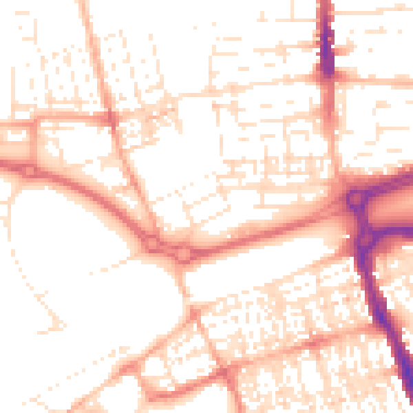 Daytime road noise heatmap for SN2 1BD