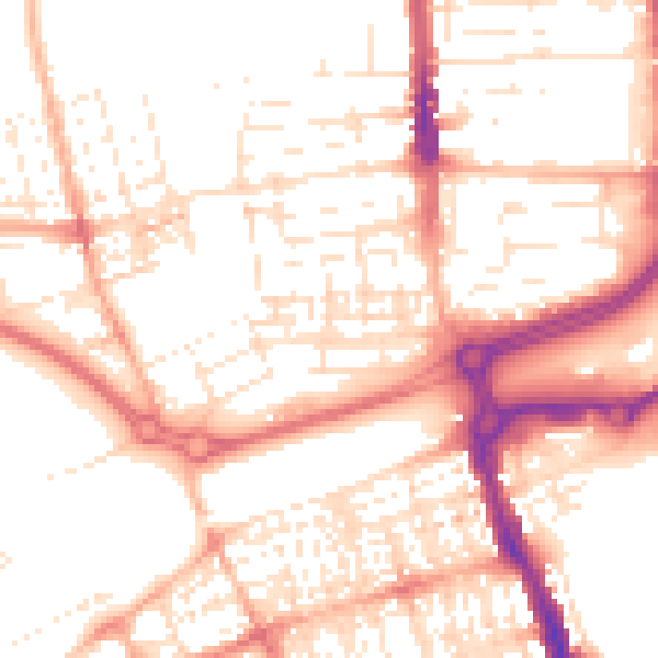 Daytime road noise heatmap for SN2 1BJ