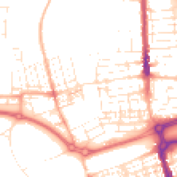 Daytime road noise heatmap for SN2 1BX