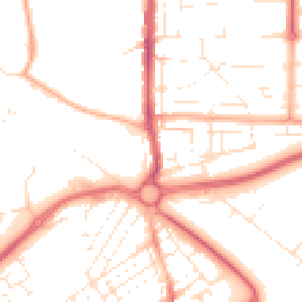 Daytime road noise heatmap for SN2 1DJ