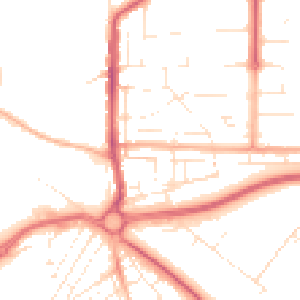 Daytime road noise heatmap for SN2 1DQ