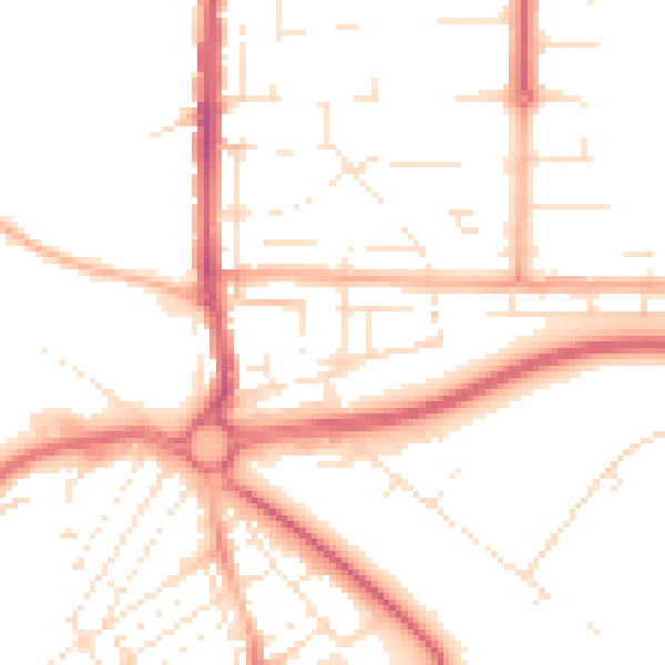 Daytime road noise heatmap for SN2 1DW