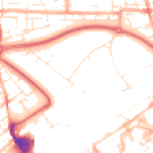 Daytime road noise heatmap for SN2 1DZ