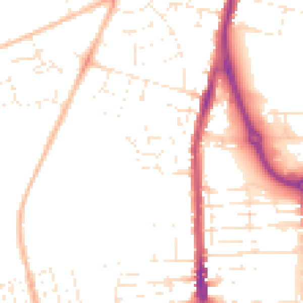 Daytime road noise heatmap for SN2 1XB