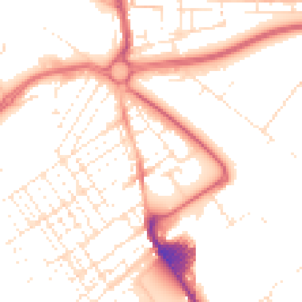 Daytime road noise heatmap for SN2 2AH