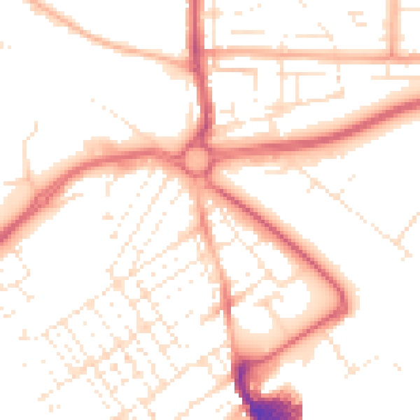 Daytime road noise heatmap for SN2 2AN
