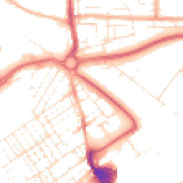 Daytime road noise heatmap for SN2 2AP