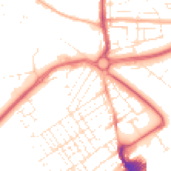 Daytime road noise heatmap for SN2 2EL