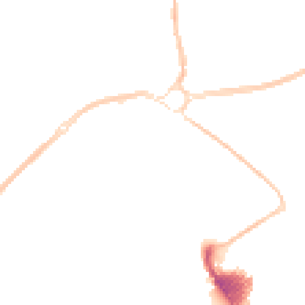 Night-time road noise heatmap for SN2 2FY