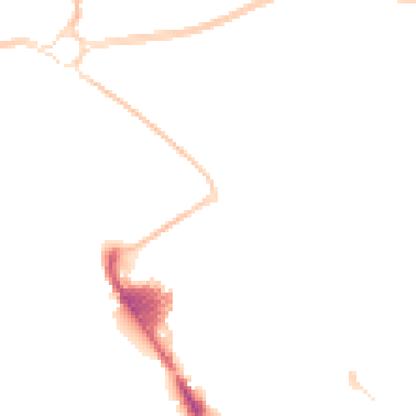 Night-time road noise heatmap for SN2 2GG
