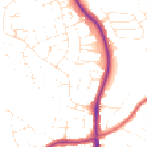 Daytime road noise heatmap for SN2 5DS