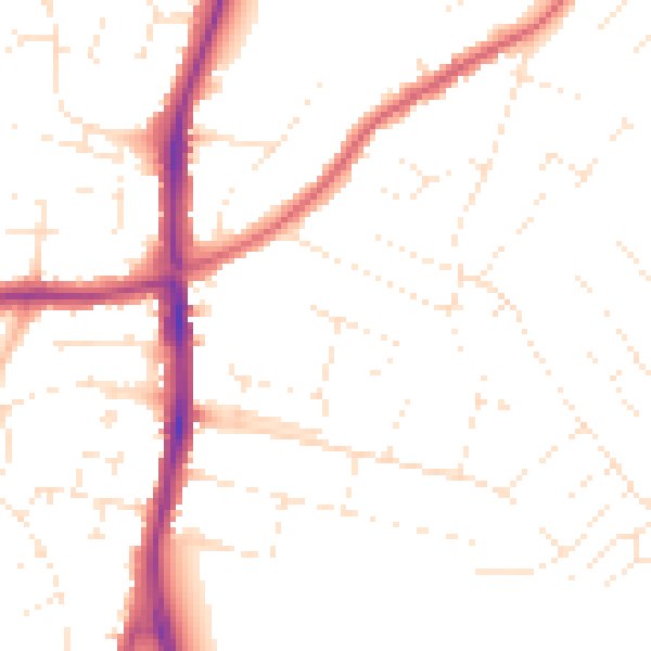 Daytime road noise heatmap for SN2 7AL