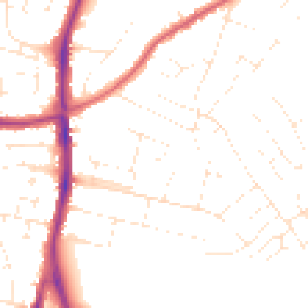 Daytime road noise heatmap for SN2 7AN