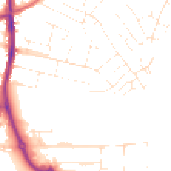 Daytime road noise heatmap for SN2 7HN