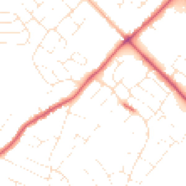 Daytime road noise heatmap for SN2 7LP
