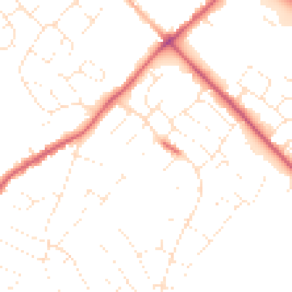 Daytime road noise heatmap for SN2 7LQ