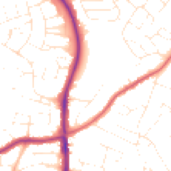 Daytime road noise heatmap for SN2 7QB
