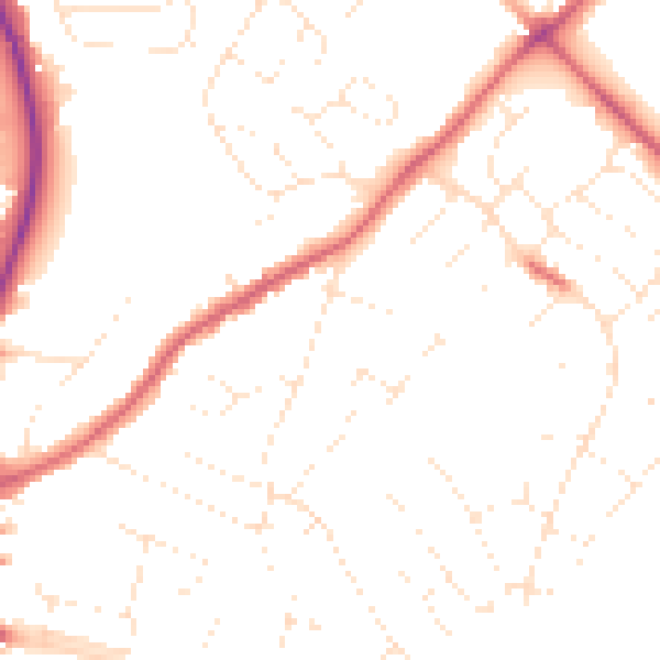 Daytime road noise heatmap for SN2 7QH