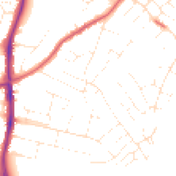 Daytime road noise heatmap for SN2 7QY
