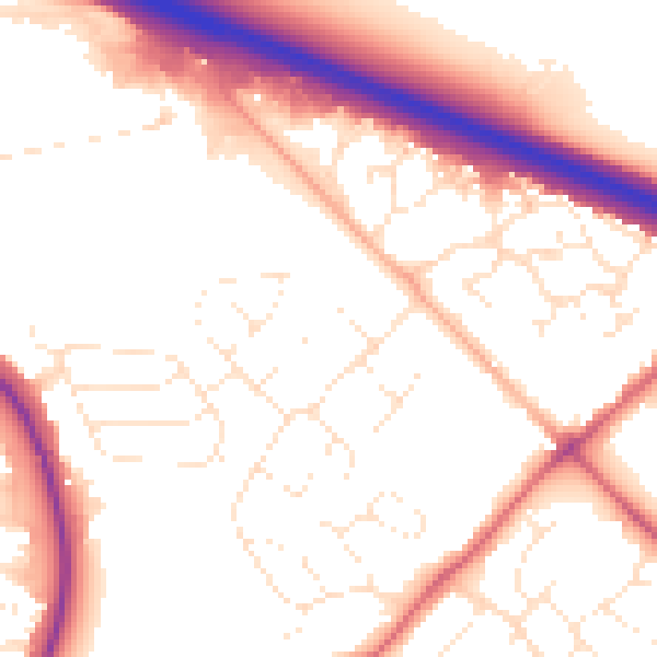 Daytime road noise heatmap for SN2 7RZ