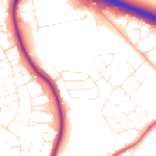 Daytime road noise heatmap for SN2 7SZ