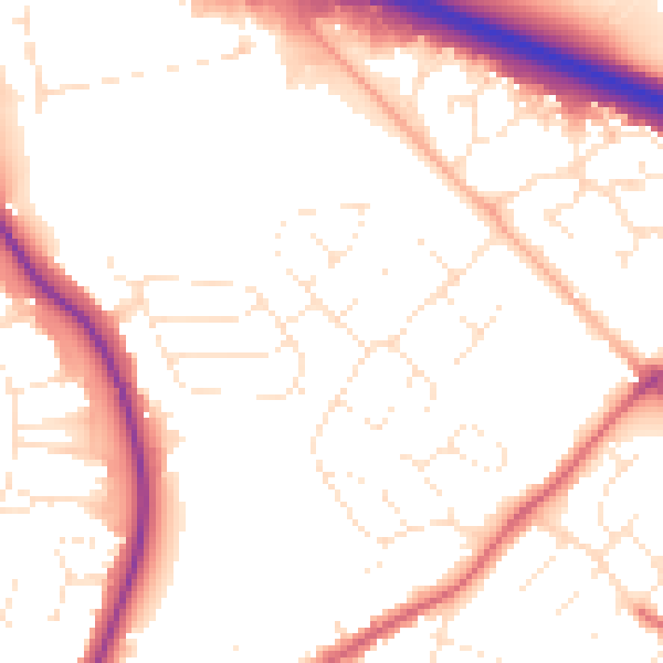 Daytime road noise heatmap for SN2 7TE