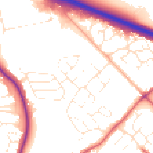 Daytime road noise heatmap for SN2 7TJ