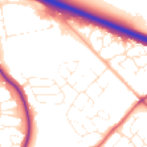 Daytime road noise heatmap for SN2 7TQ