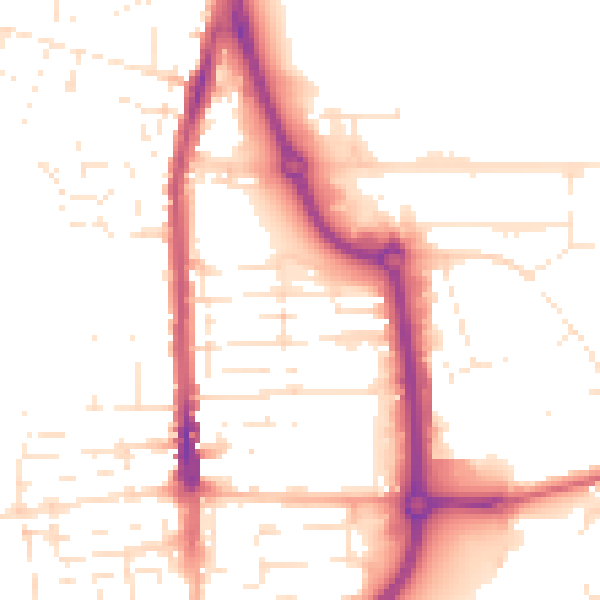 Daytime road noise heatmap for SN2 8AU
