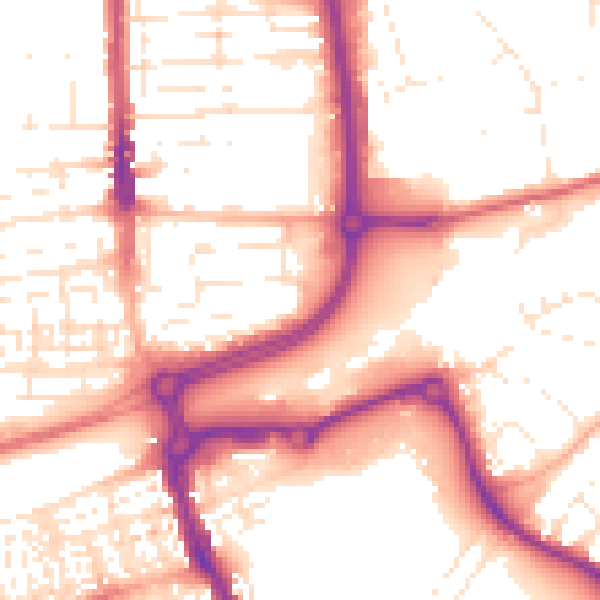 Daytime road noise heatmap for SN2 8BH