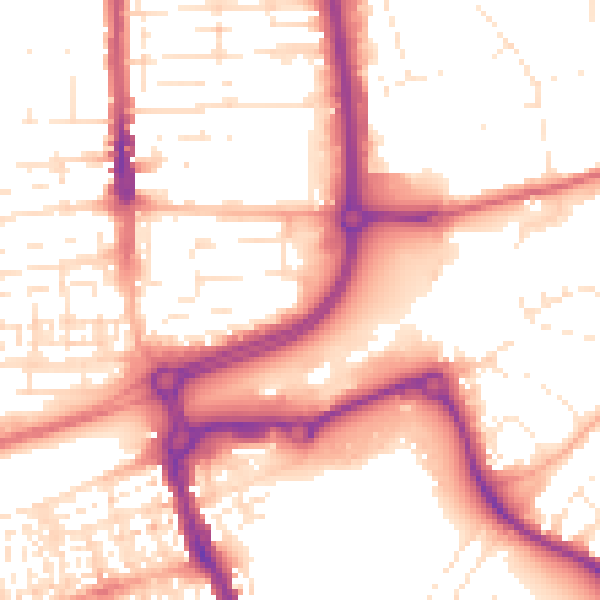 Daytime road noise heatmap for SN2 8BQ