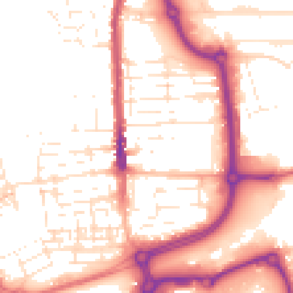 Daytime road noise heatmap for SN2 8BZ