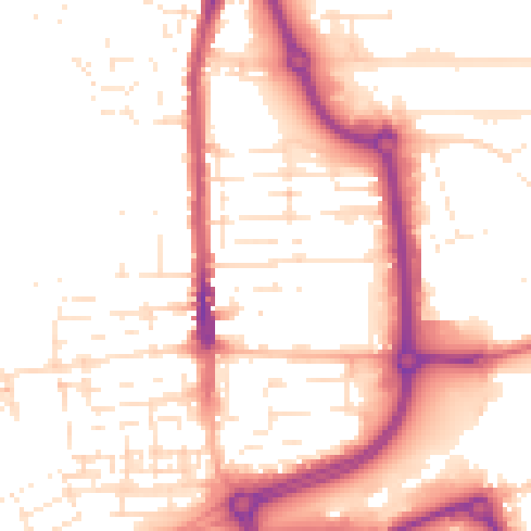 Daytime road noise heatmap for SN2 8DD