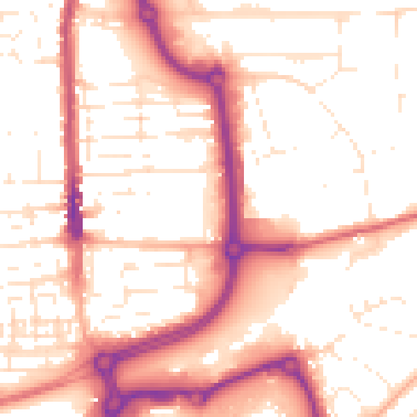 Daytime road noise heatmap for SN2 8DG