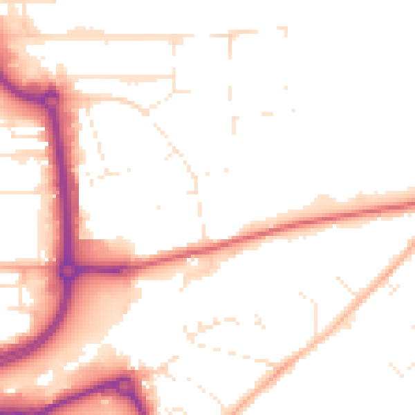 Daytime road noise heatmap for SN2 8DN