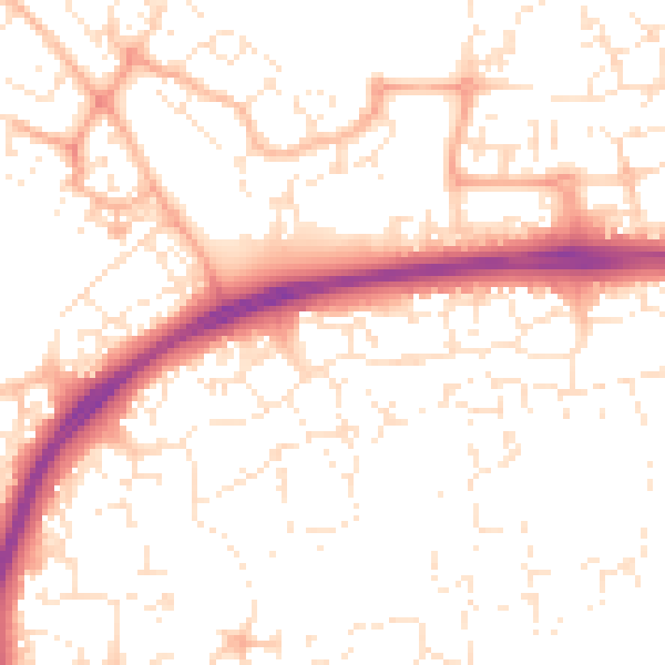Daytime road noise heatmap for SN25 1BB