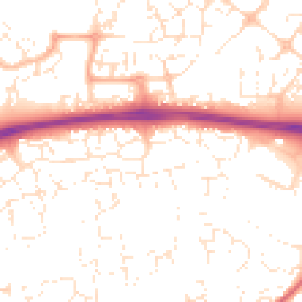 Daytime road noise heatmap for SN25 1TS