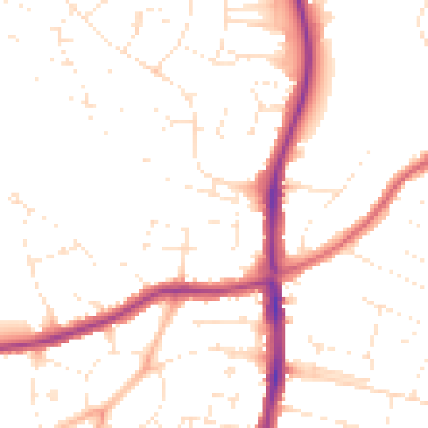 Daytime road noise heatmap for SN25 3AD