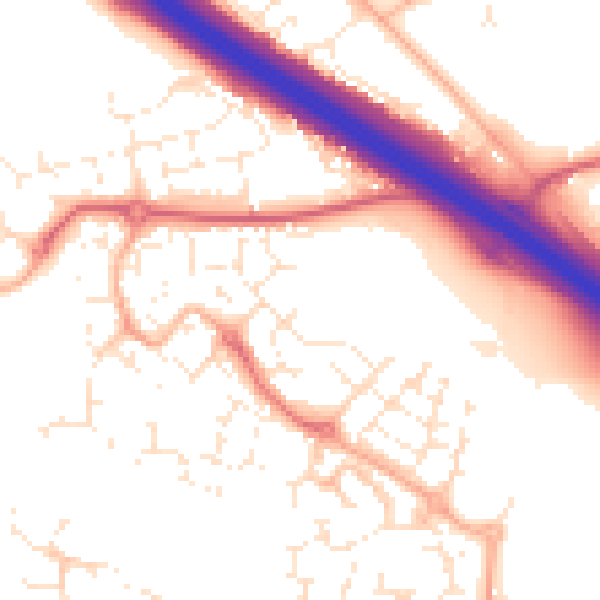 Daytime road noise heatmap for SN25 4EQ