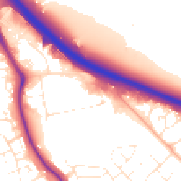 Daytime road noise heatmap for SN25 5AB