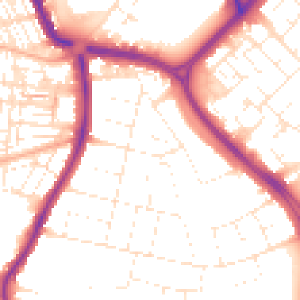 Daytime road noise heatmap for SN3 1AB
